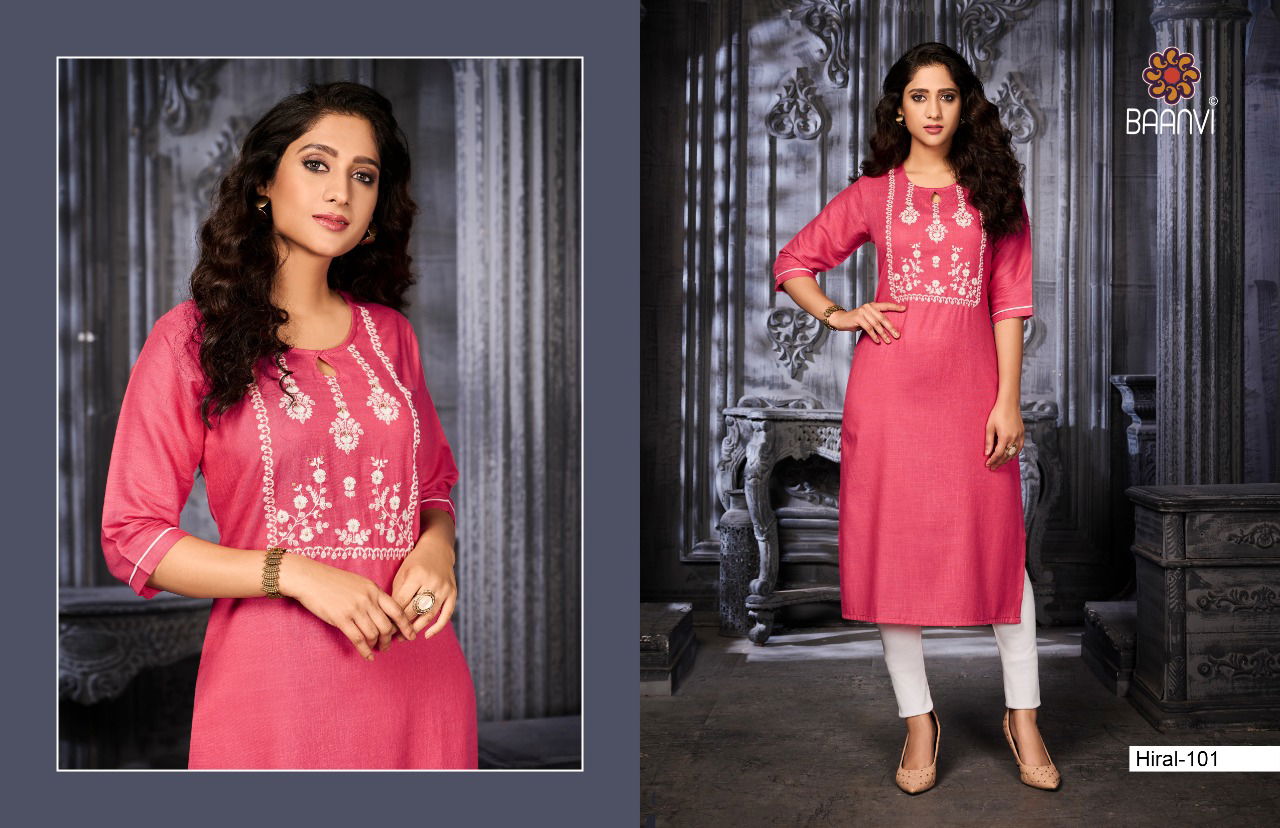 Baanvi Hiral 1 Exclusive Ethnic Wear Slub Designer Kurti Collection